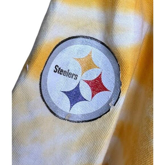 Womens Pittsburgh Steelers WEAR by Erin Andrews Yellow White Tie-Dye T-Shirt S - Picture 4 of 10